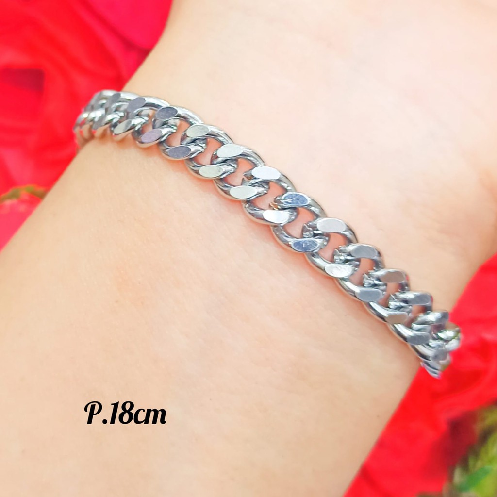 Gelang Pria TITANIUM Dan Wanita Rantai termurah Gold Dan Silver Anti Karat