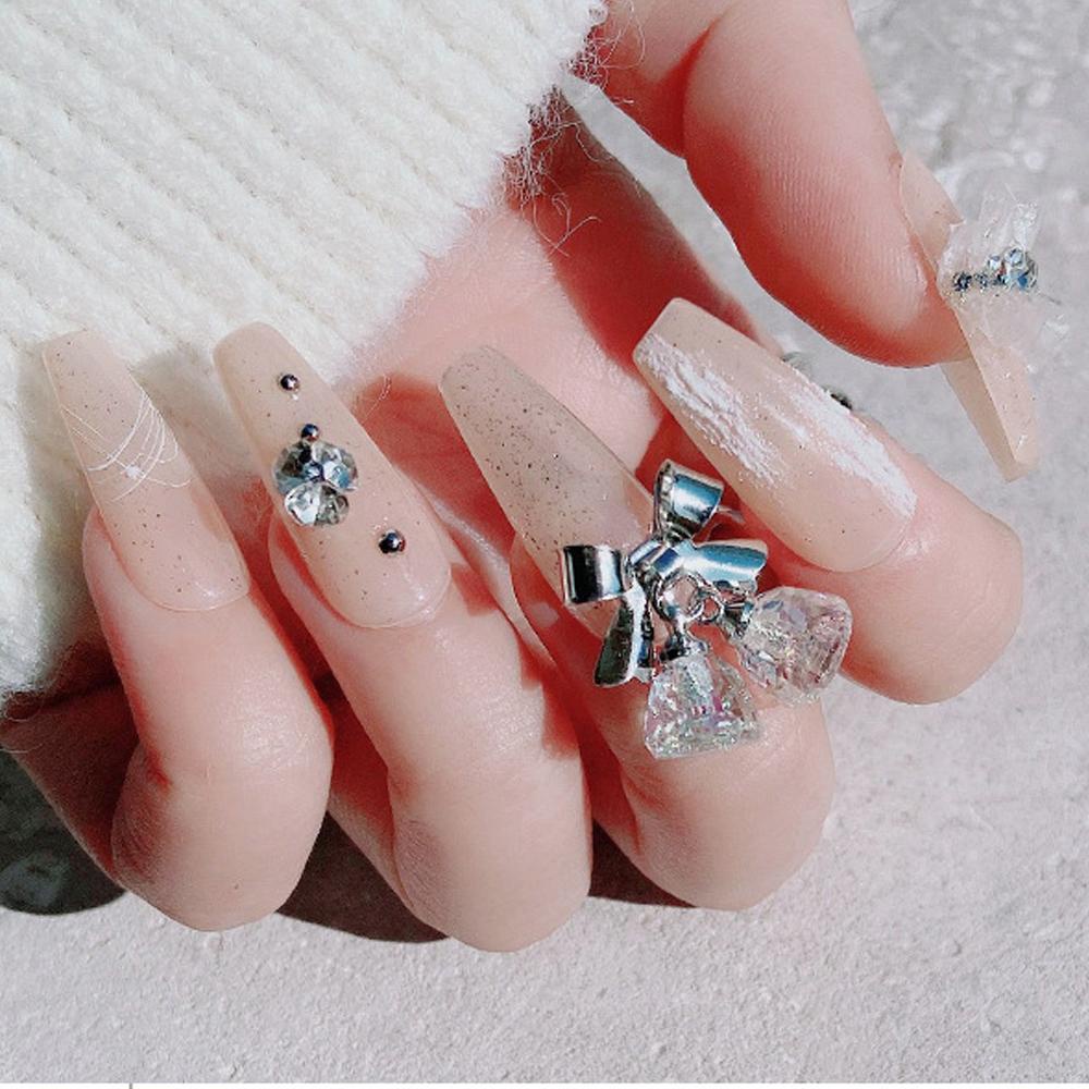 AUGUSTINA Agustina Tahun Baru Nail Art Charms Halus Kristal Bell Liontin Manicure Drills Shiny Nail Chains Jewelry