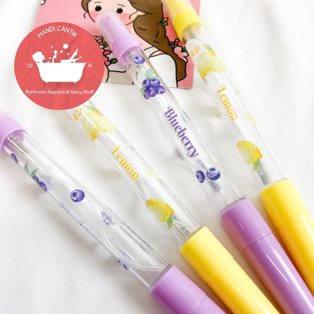 

Pulpen semprotan parfum BUAH FRUITS pena pen spray decant share in jar parfum 5ml kado unik alat tulis lucu