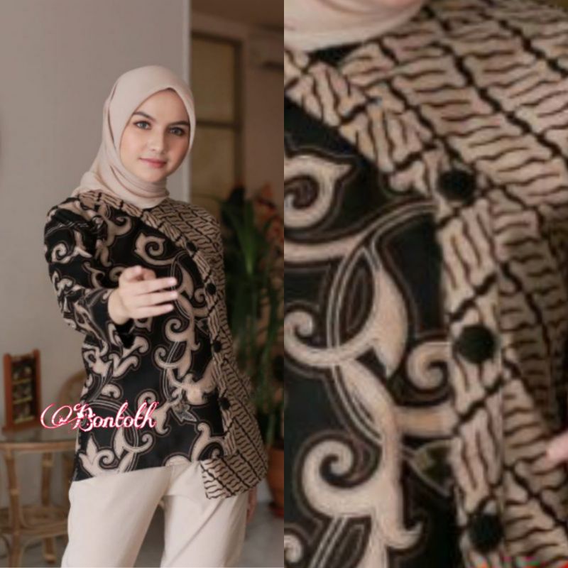 Batik wanita ASJ SA HRB026 Kenongo Kemeja Tosca Pendek Batik Fashion Baju Wanita