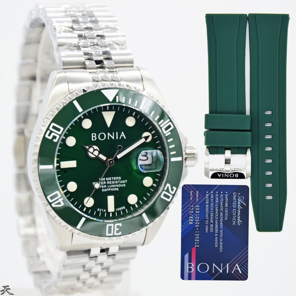 Jam tangan pria original Bonia BNB10606-1392LE stainless steel free bonus tali rubber