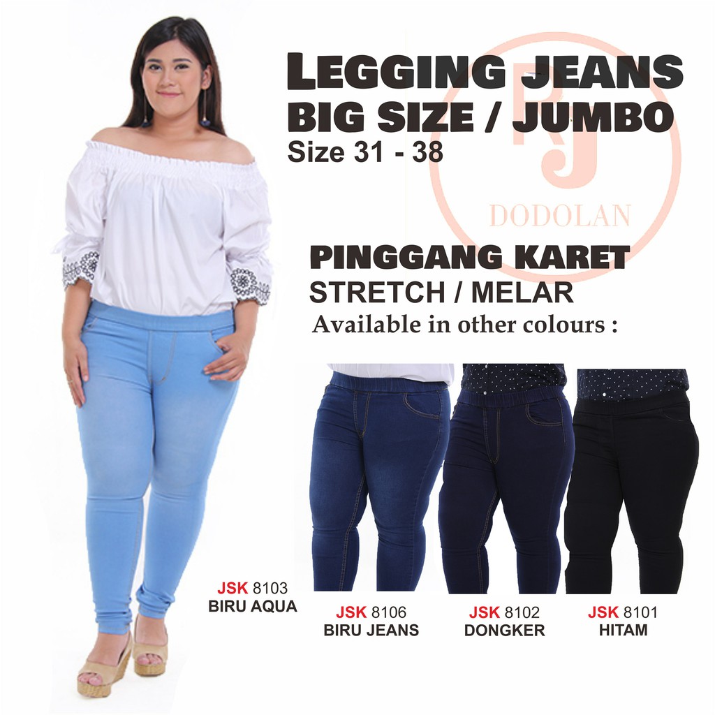  Celana  Pensil Pinggang  Karet  Legging Jeans  Jumbo Jegging 