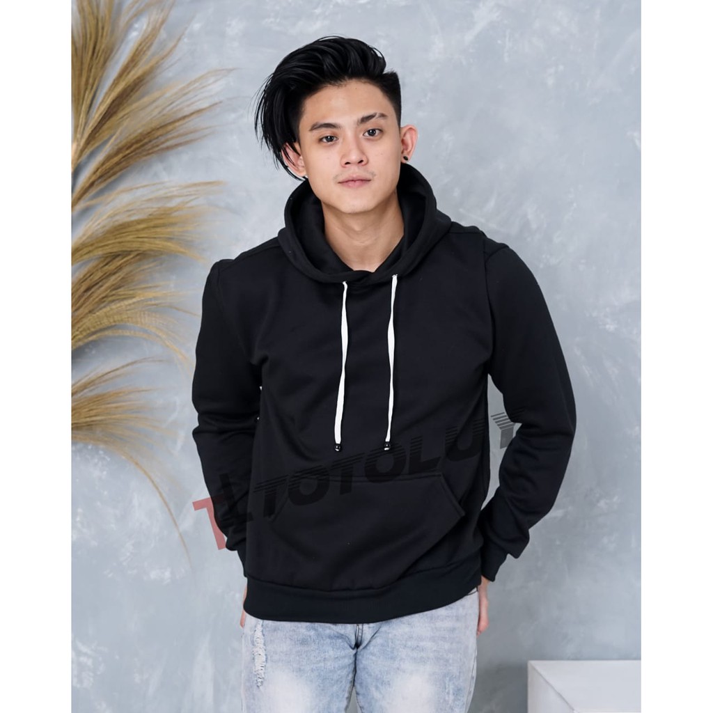 MUKZHOP - SWEATER HOODIE BASIC POLOS / TOTOLUY / SWEATER POLOS / HITAM