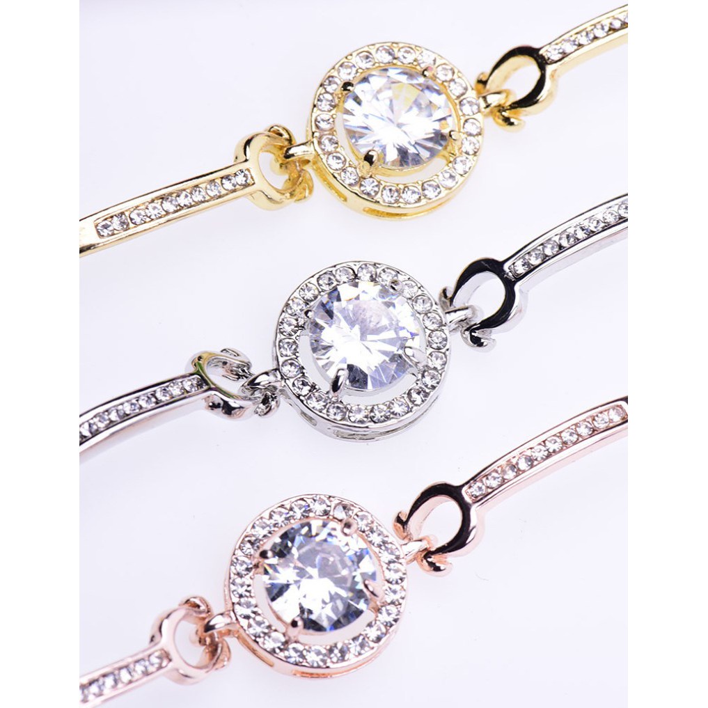 [ BISA COD ] 1 Pcs Gelang Wanita Titanium Perhiasan Tangan Kristal Fashion Korea Anti Karat Elegan