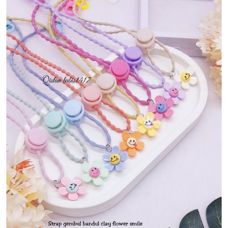 Strap mask elastis bandul Clay Flowers smile n bandul bunga Krisan