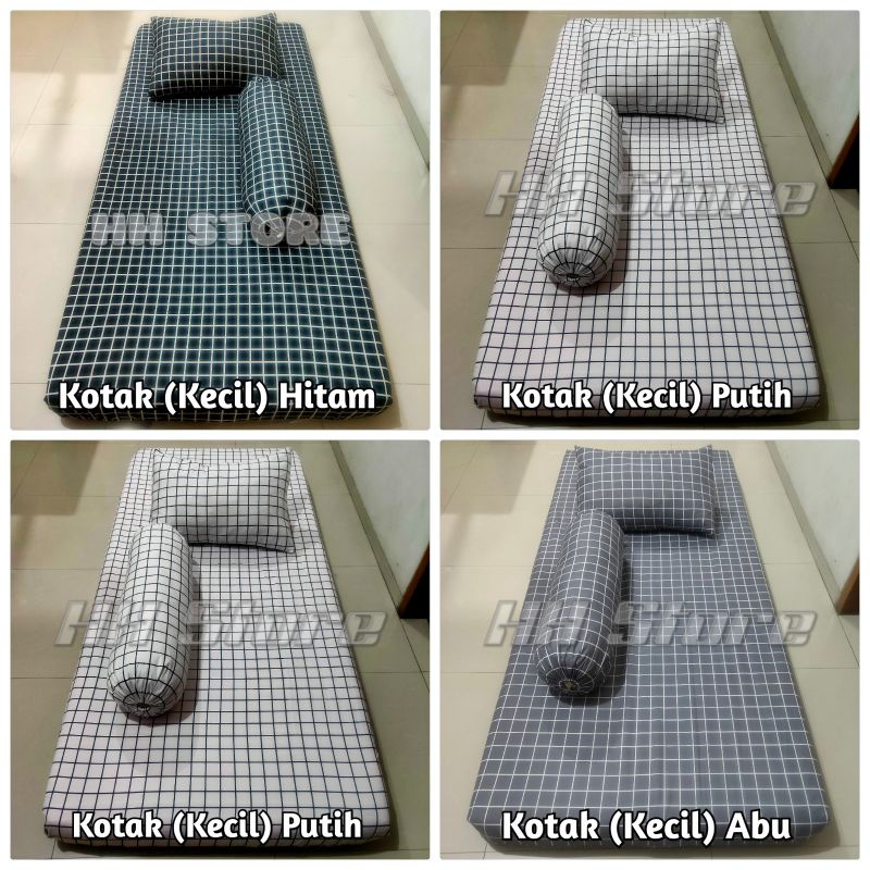 Sprei Set Single Aesthetic Korea Kekinian Monokrom Monochrome Motif Kotak 4 cm