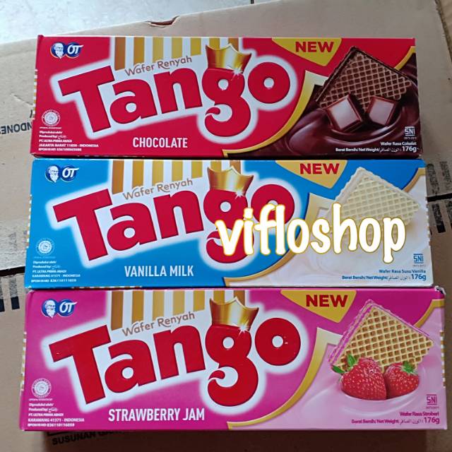 Kardusan Eceran Wafer Tango Kemasan Box 176 Gram Coklat Strawberry Vanilla Indonesia