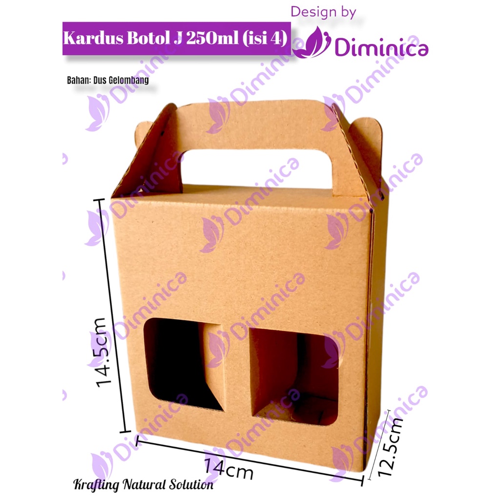 Kardus Kemasan Botol Minuman J250ml isi 4btl/Box Hampers Botol J250ml/Dus Hampers Botol Bulat J250ml