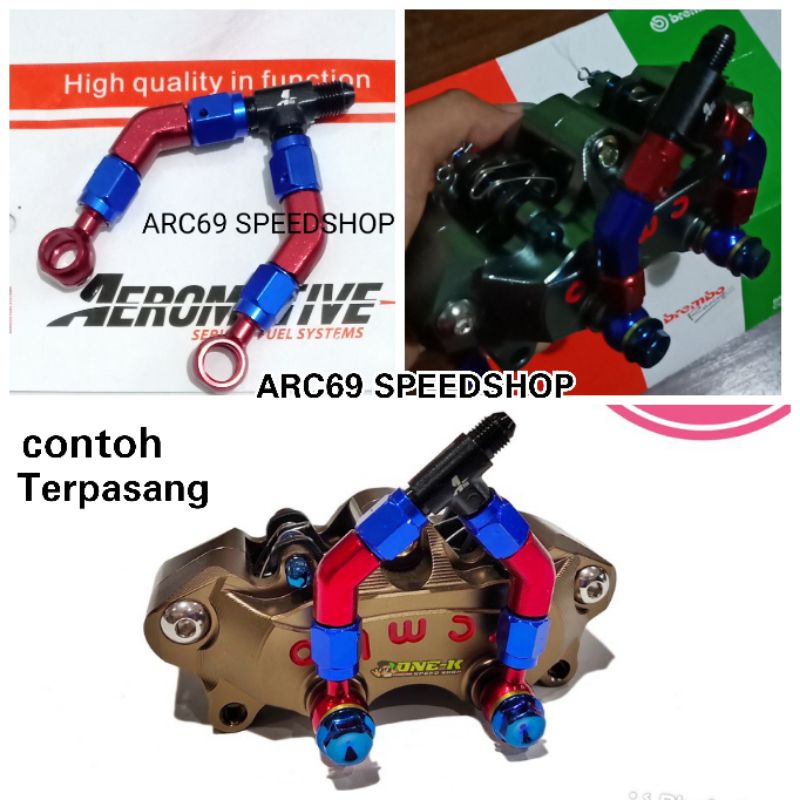 Banjo Cabang Sambungan Konektor Selang Rem ke Kaliper 4p / 4 Piston 2pin