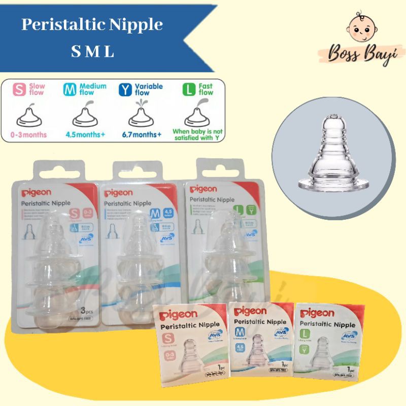 Pigeon Peristaltic Nipple SML box 1pcs - blister 3pcs