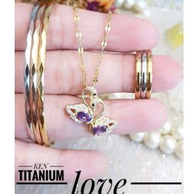 Set Perhiasan Wanita Titanium Warna Kombinasi Awet Anti Karat 1510f