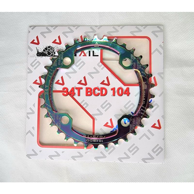 Snail Chainring 34T BCD 104 Narrow Wide Chain Ring Arm Crank Single Speed Rainbow