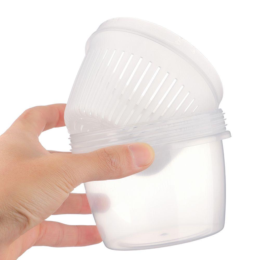 Solighter Keep Fresh Box Kulkas Plastik Double-layer Drainase Kitchen Organizer