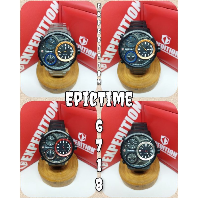 Jam Tangan Pria Expedition 6718 E 6718 E6718 Triple Time Tali Besi