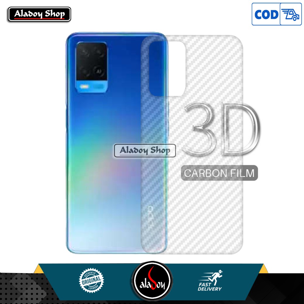 PAKET Case Oppo A54 2021 Back Cover Casing + Tempered Glass Clear + Skin Carbon