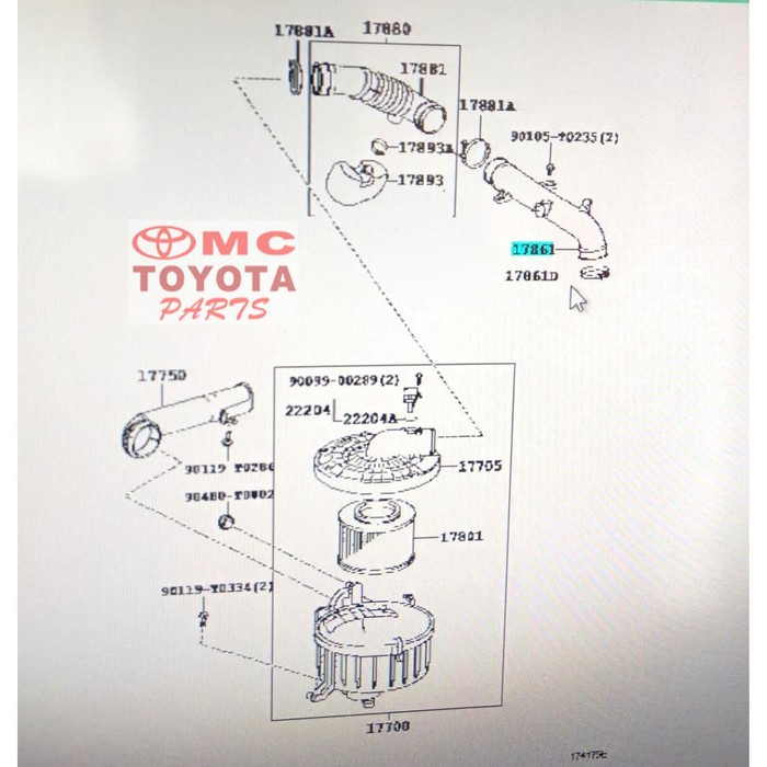 Selang Connector Intake Toyota Innova Hilux 17861-0C022