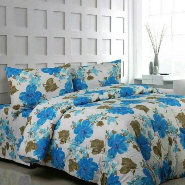 Sprei Set katun Star/Esra motif Dewasa Bunga Biru