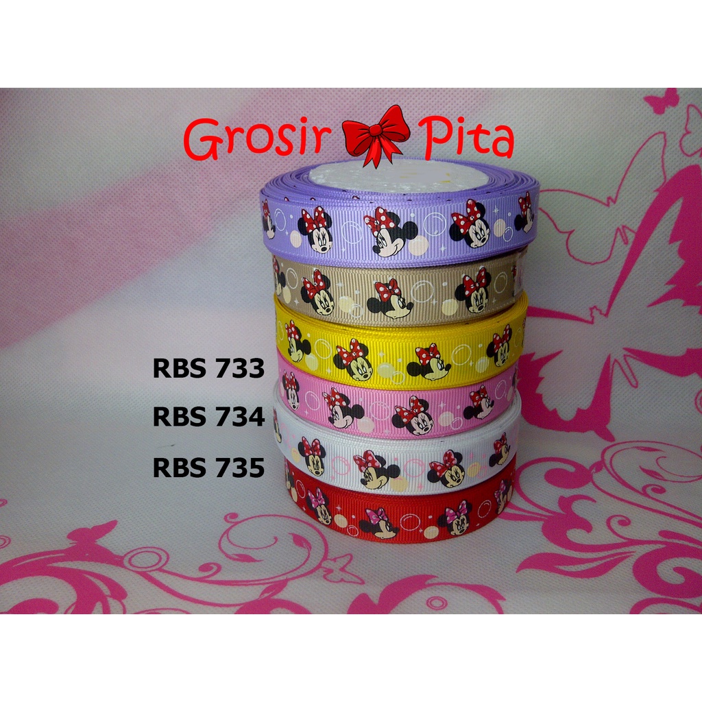 

(25 yard) Pita Grosgrain Motif Minnie Mouse RBS 733,734,735 | Toko Bahan Craft | Grosir Pita