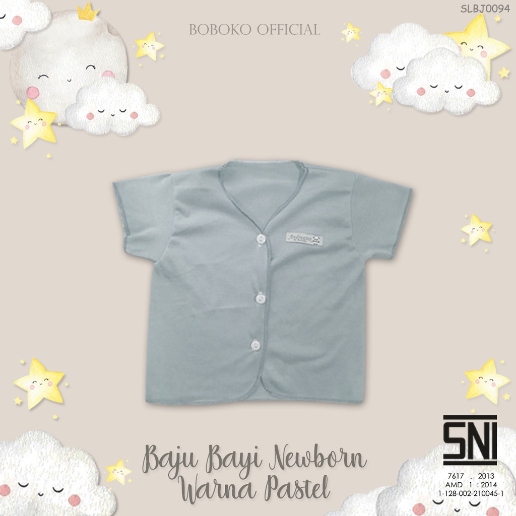 BOBOKO Baju lengan pendek Bayi Newborn Warna Pastel 0-4 bulan