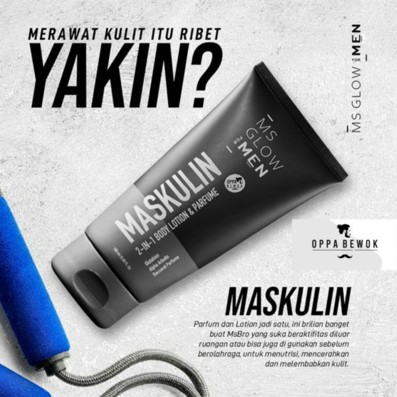 [ ORIGINAL ] MS GLOW MEN MASKULIN 2 in 1 BODY LOTION AND PARFUME SKINCARE PRIA GLOW UP