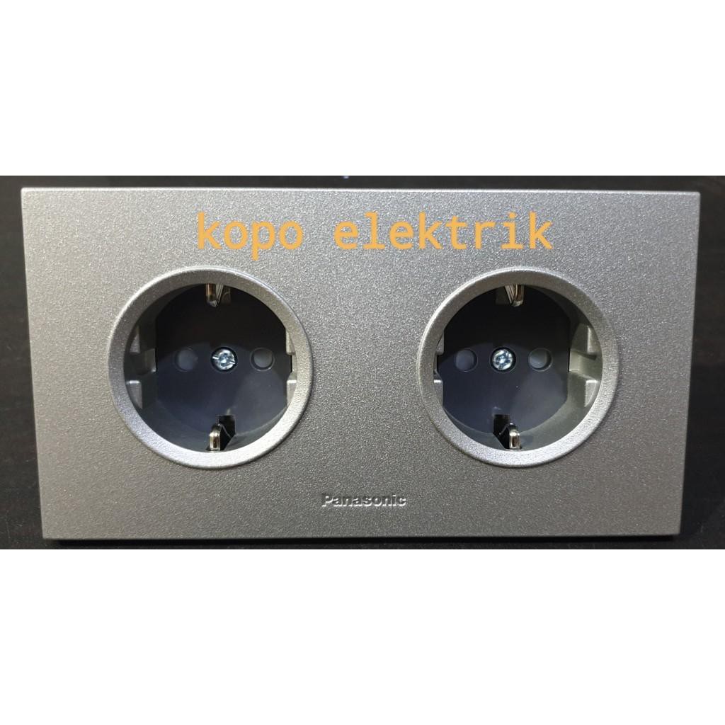 Panasonic Stopkontak Double Style Silver Stop Kontak 2 Minimalis Tanam