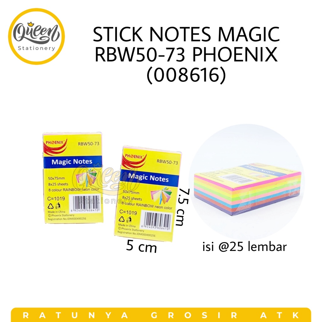 

1 PAD STICK NOTE MAGIC RBW50-73 PHOENIX / MEMO / STICKY NOTES (008616)