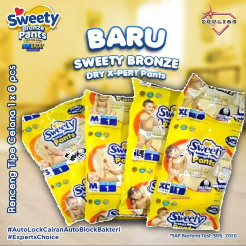 Sweety Bronze Dry Xpert Pants Renceng S/M/L/XL/1 Renceng 6 Pcs/Pempers Celana/Pempers Sekali Pakai