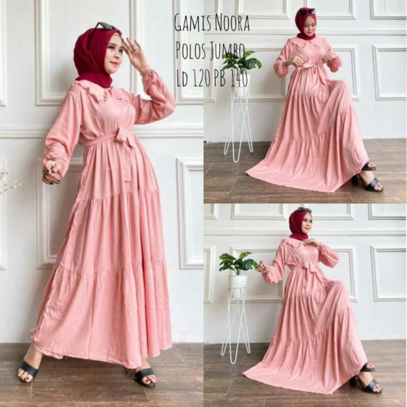 GAMIS NOORA JUMBO RAYON SUPER POLOS REMPEL SUSUN wanita remaja polos