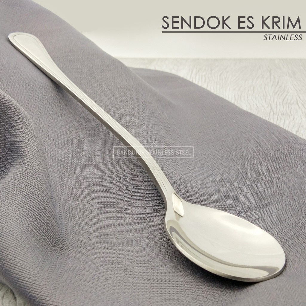 Sendok es krim panjang stainless super tebal ice spoon hotel teh bulat