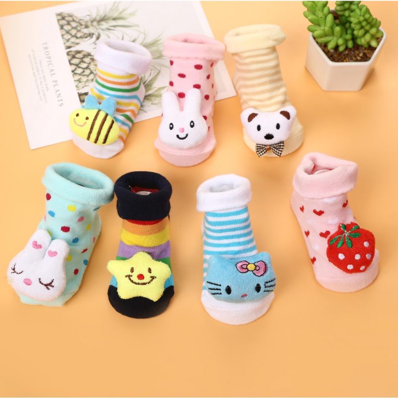 kaos kaki anak bayi anti selip/kaos kaki bayi import 3D boneka timbul