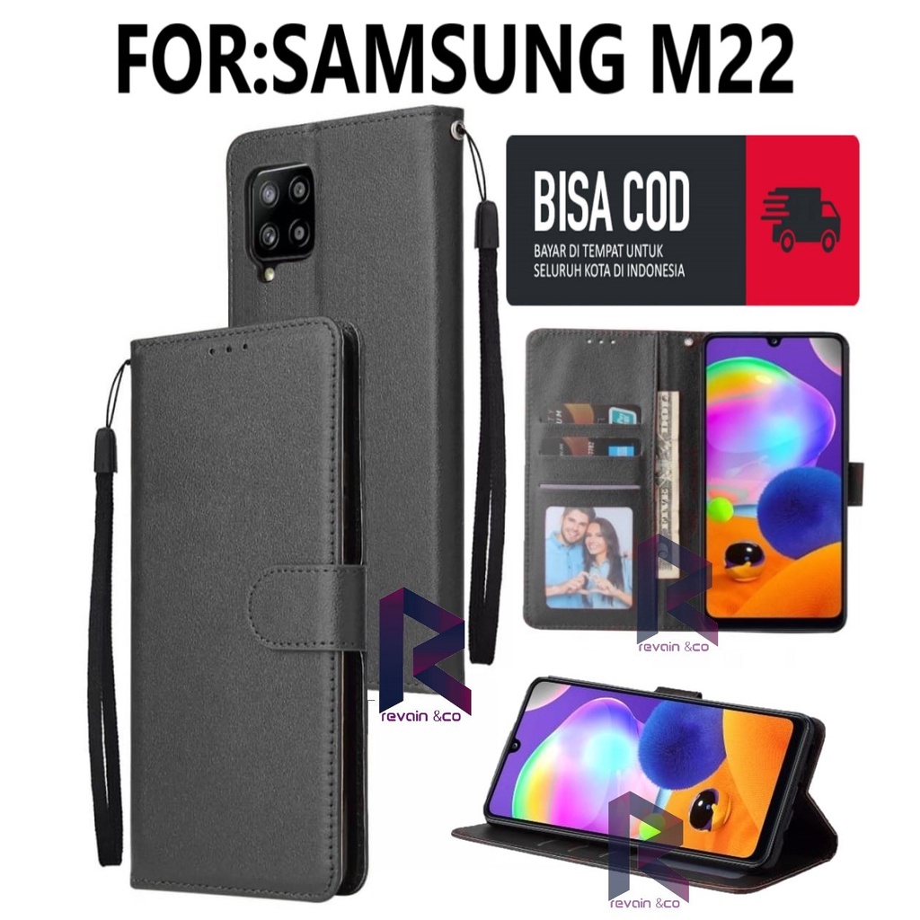 NEW SAMSUNG M22 FLIP WALLET LEATHER KULIT PREMIUM SARUNG BUKA TUTUP FLIP CASE SAMSUNG M22