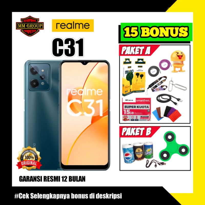 Realme c31 ram 3/32 dan 4/64 Garansi resmi Realme Indonesia