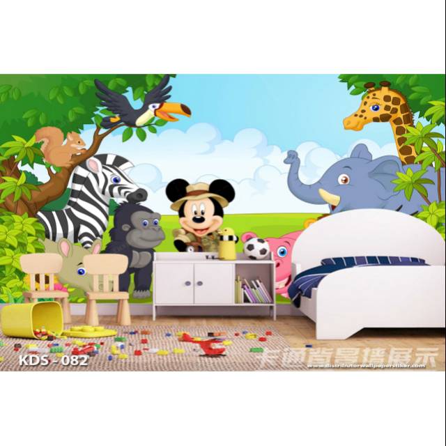 WALLPAPER CUSTOM DINDING 3D MICKEY MOUSE WALLSTICKER