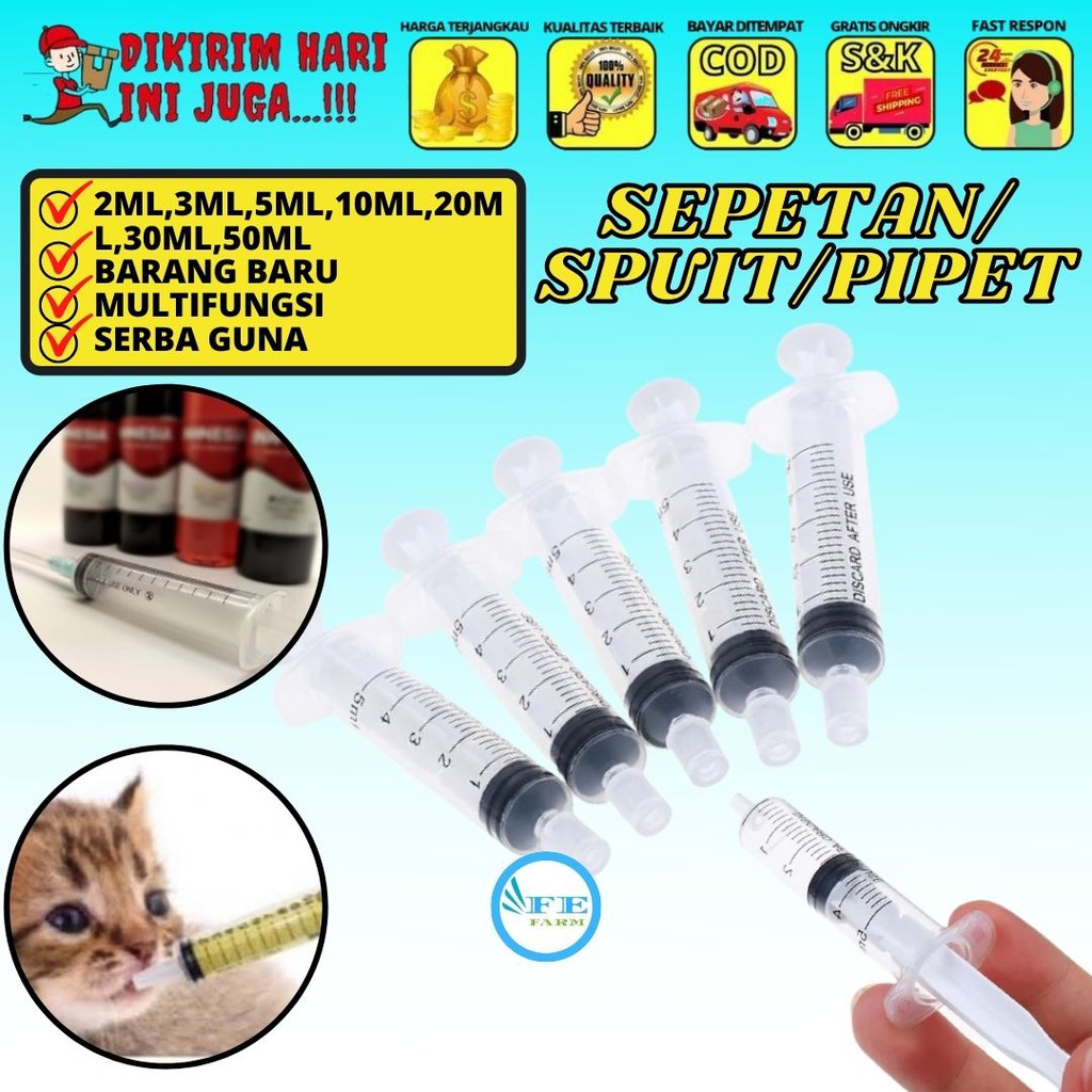 Spuit Pipet Kucing Anjing 2cc 3cc 5cc 10ml 20ml 30ml 50ml FEFARM