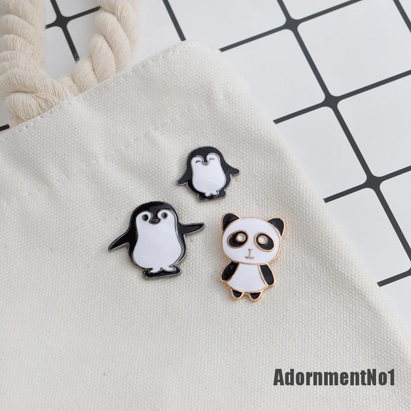 1pc Bros Pin Enamel Desain Kartun Panda Penguin