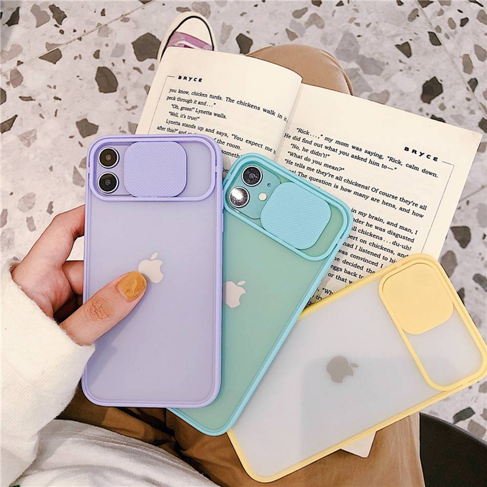 For iPhone 11 12 Mini Case 11 Pro Max Push Camera Protection Matte Clear Shockproof Case For iPhone XR X XS Max 8 7 Plus Cover