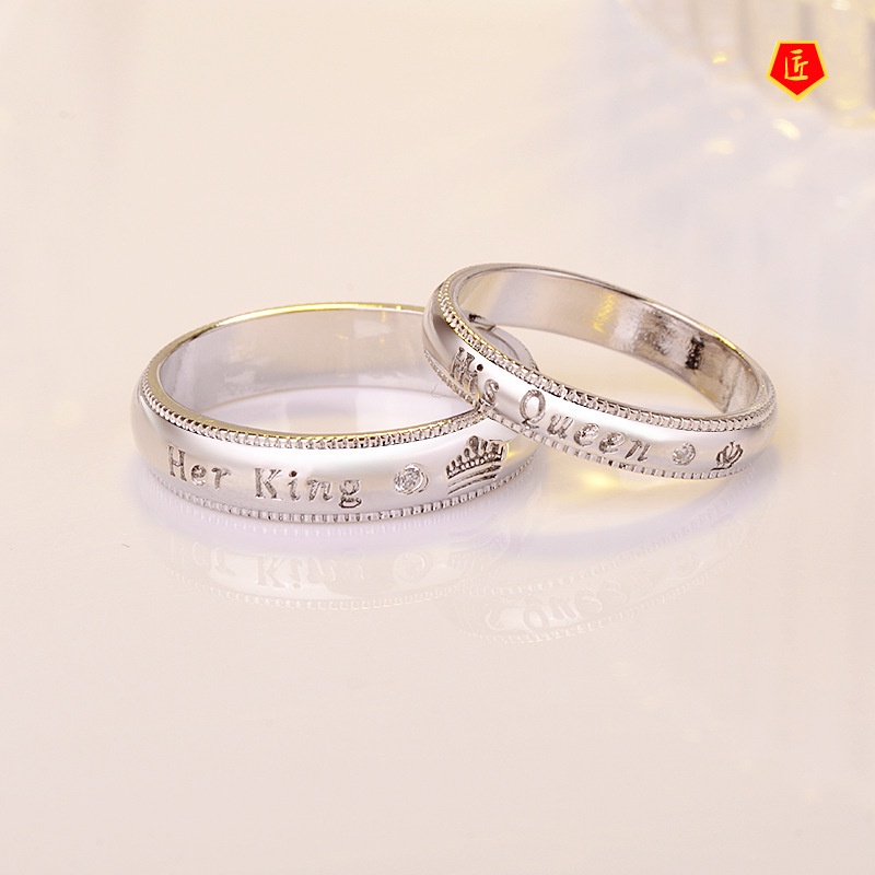 [Ready Stock]Simple Personality Lettering Diamond Couple Ring