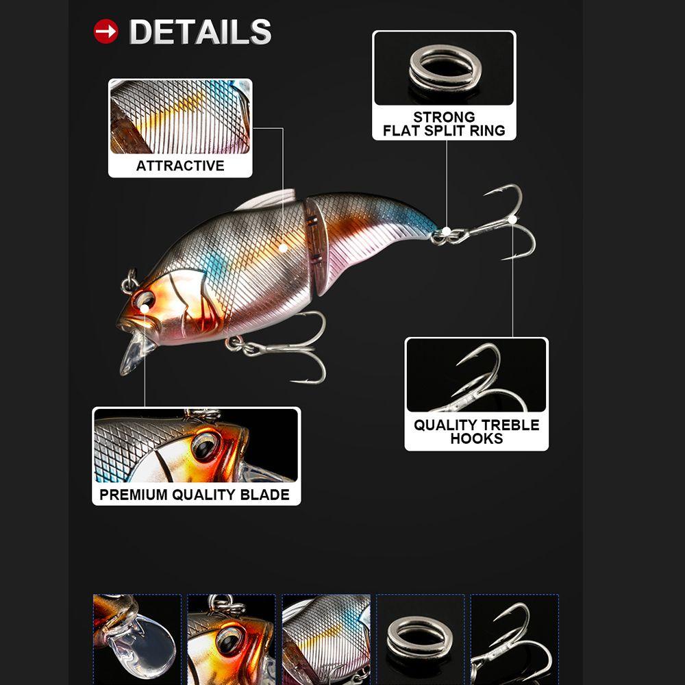 TOP Umpan Pancing Keras 2bagian Mata Manusia Hidup 10.5g 72mm Bass Crankbaits6# Hook Pengait