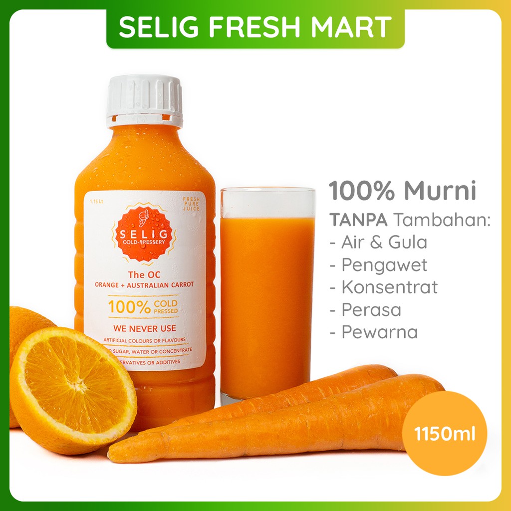 

Cold Pressed Juice 100% Jeruk & Wortel 1150ml Jus Buah The OC - Selig Fresh Mart