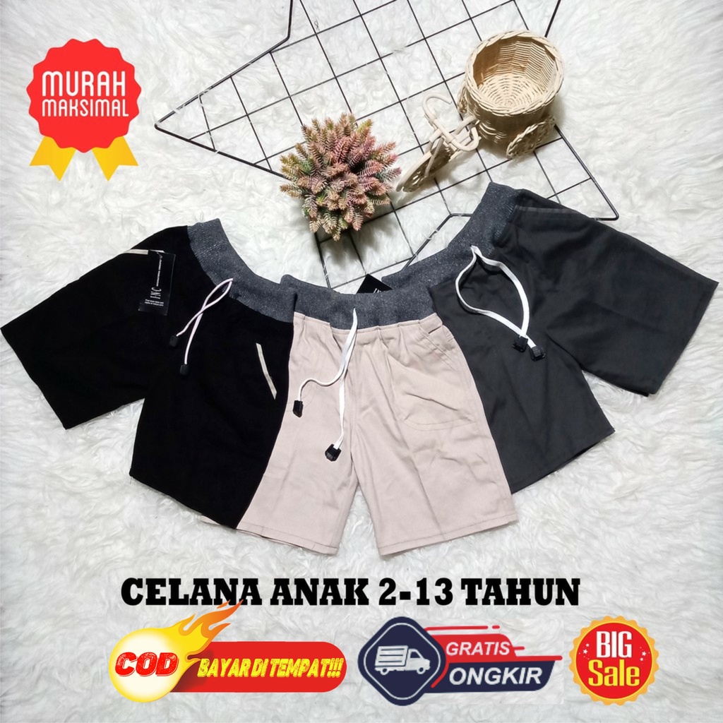 celana chino pendek anak laki laki cowok cowo bahan melar stretch usia 2-11 tahun