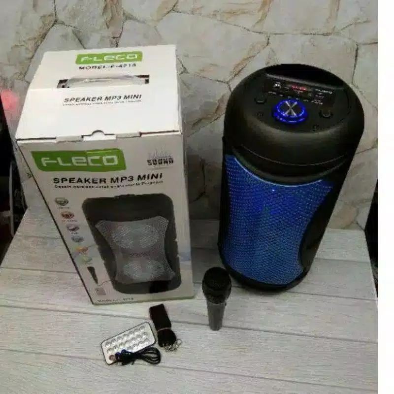 Speaker Bluetooth fleco f-4218 terbaru, multimedia mp3 super bass dan free mic / speaker karaoke