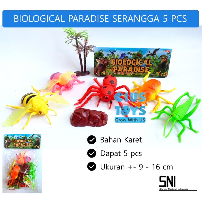 Mainan Serangga Karet 5Pcs | Mainan binatang Karet Biological Pa
