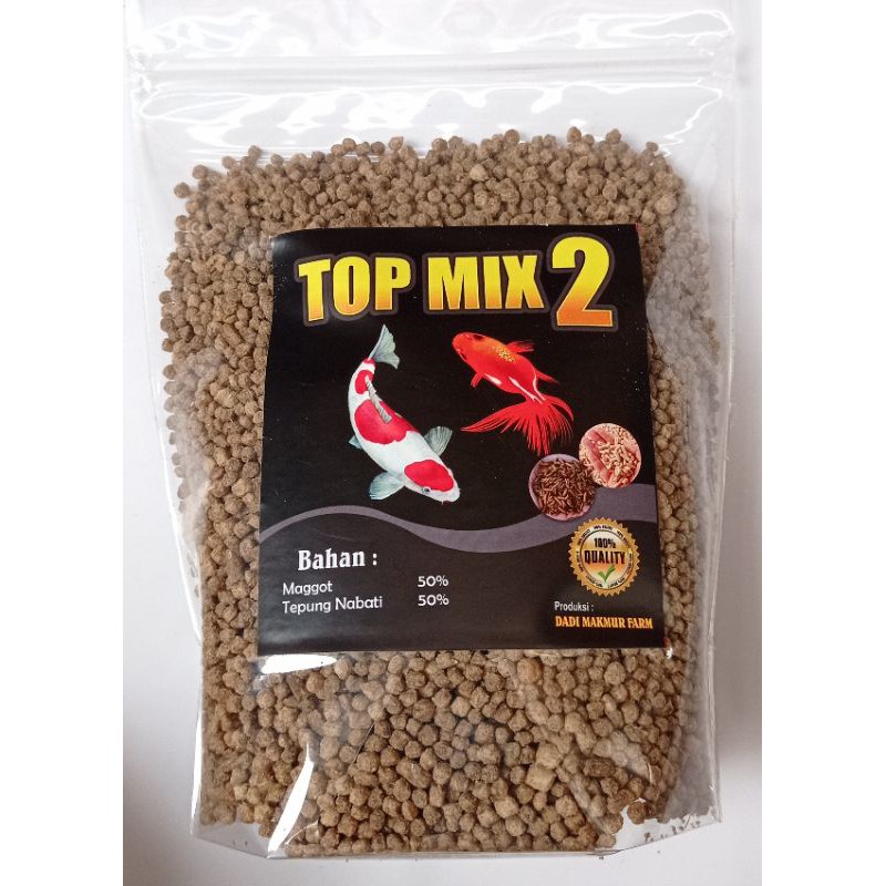 PELET MAGGOT TOP MIX2 500g 3mm Pakan ikan koi, louhan mas koki oscar arowana