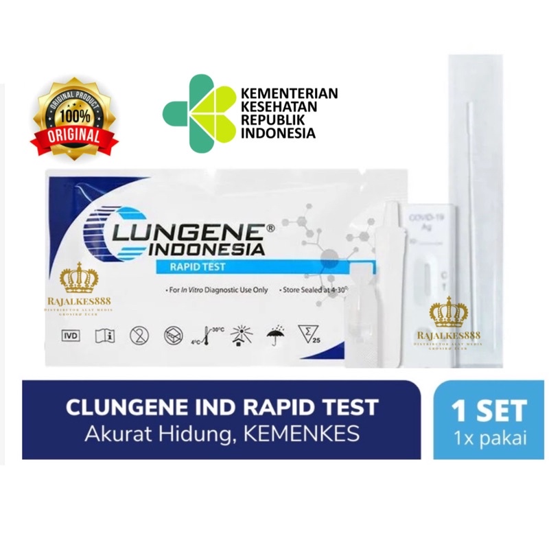 ORIGINAL!! Lungene Rapid Test BIRU IZIN KEMENKES /Antigen Swab/ Swab Test /Covid (ECER)