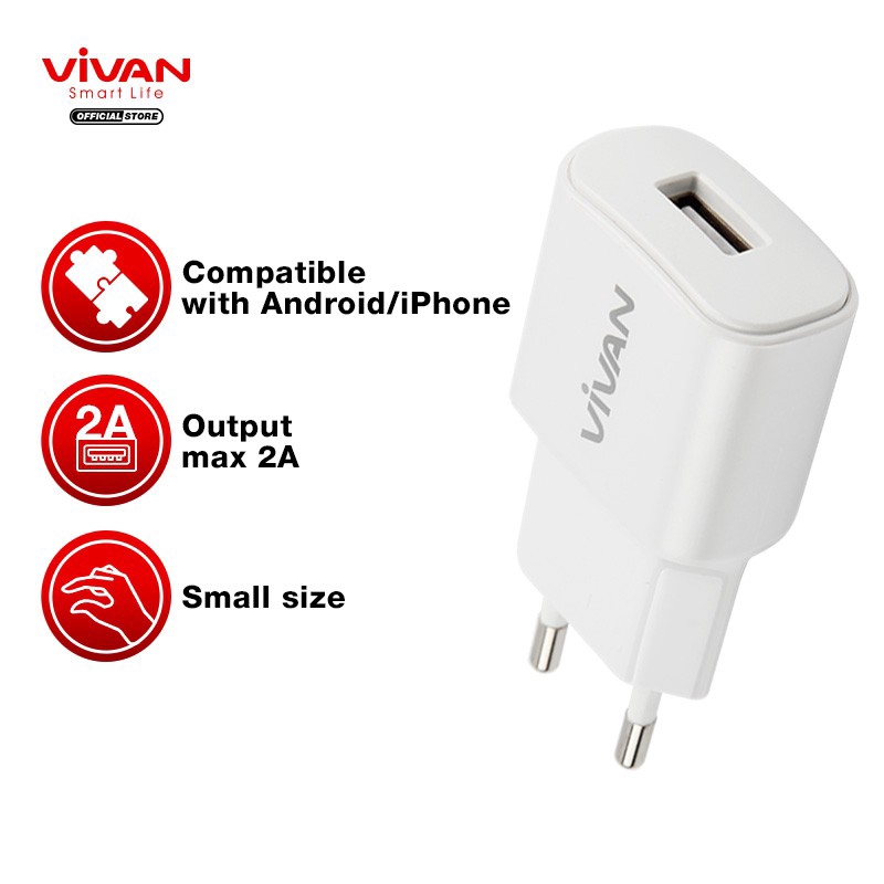 Vivan Power Oval 2A Single USB Garansi 1 tahun