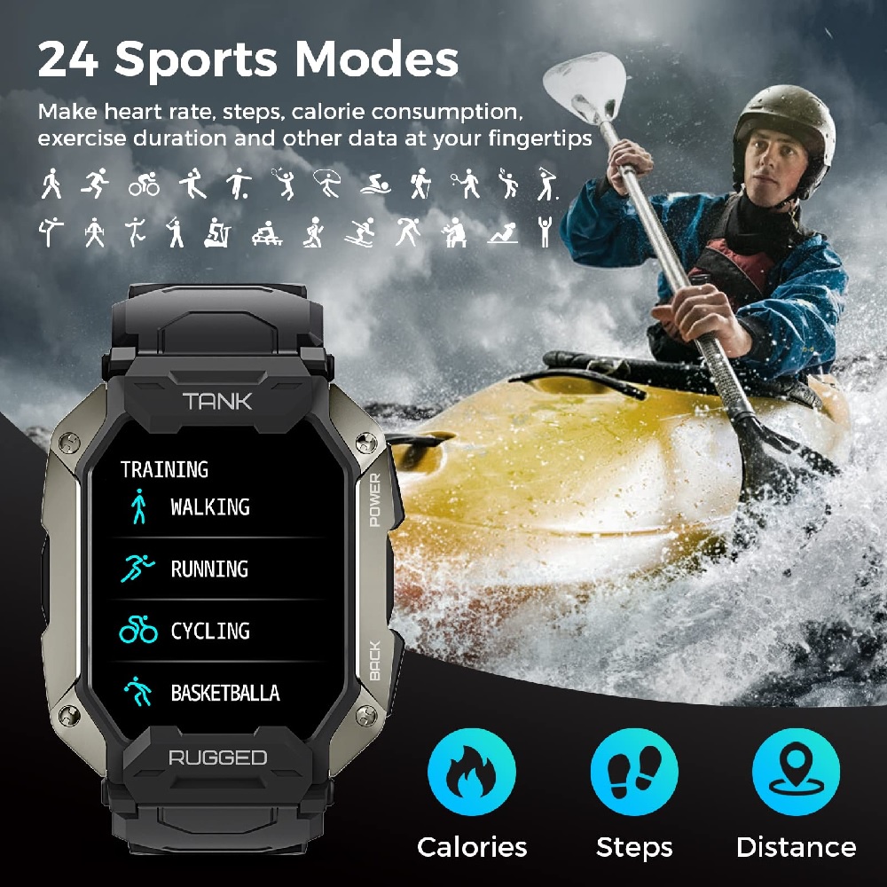 KOSPET TANK M1 PRO Rugged Smartwatch With Bluetooth Call Waterproof 5ATM IP69K