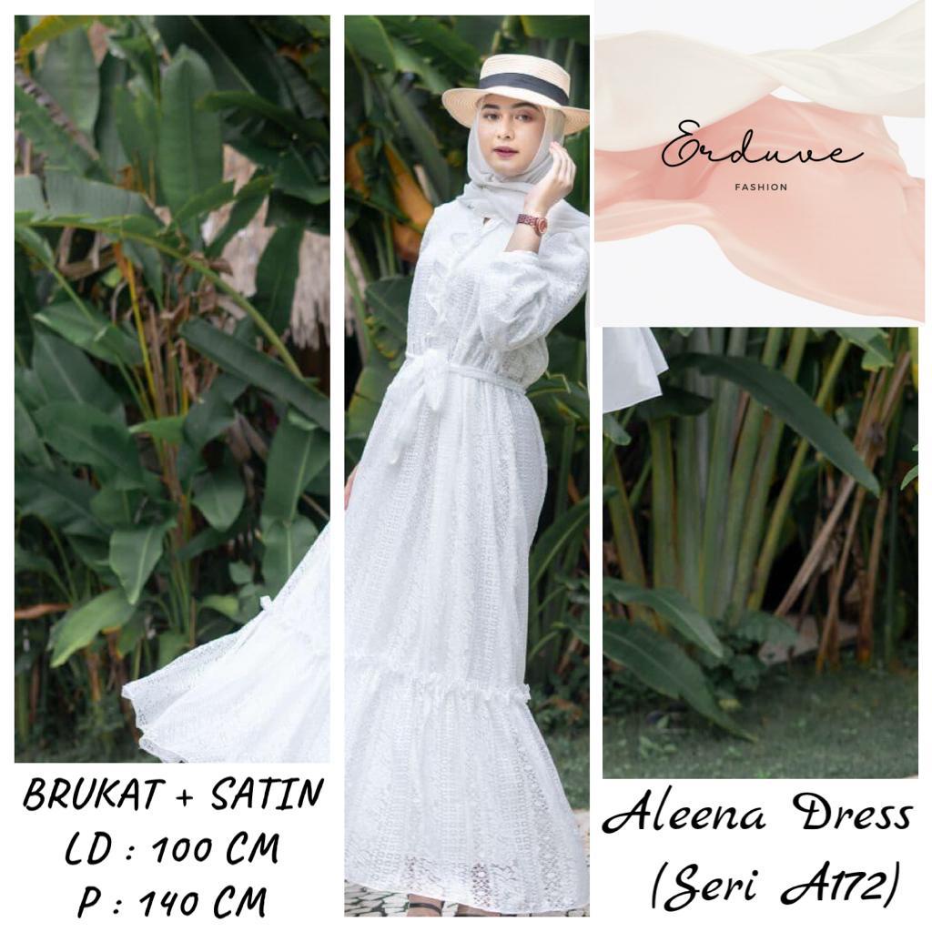 Gamis Brukat/Gamis pesta/Dress Brokat Premium White - Aleena Dress (Seri A172)