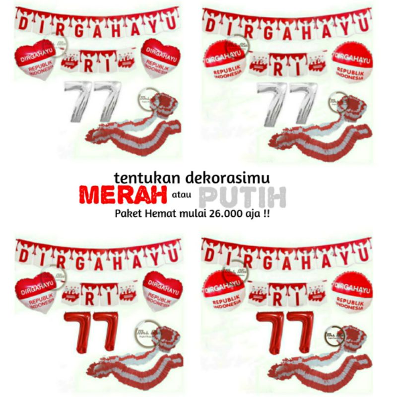 Jual Paket Hut Ri 1 Banner Dirgahayu Balon Foil Hut Ri Kertas Krep Merah Putih Balon 7386