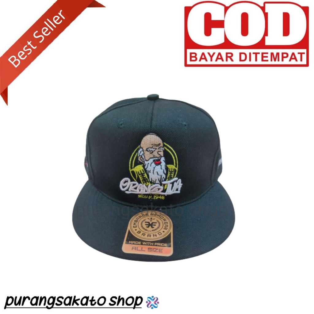 Topi hip hop snapback bordir ORANG TUA_PURANGSAKATO SHOP