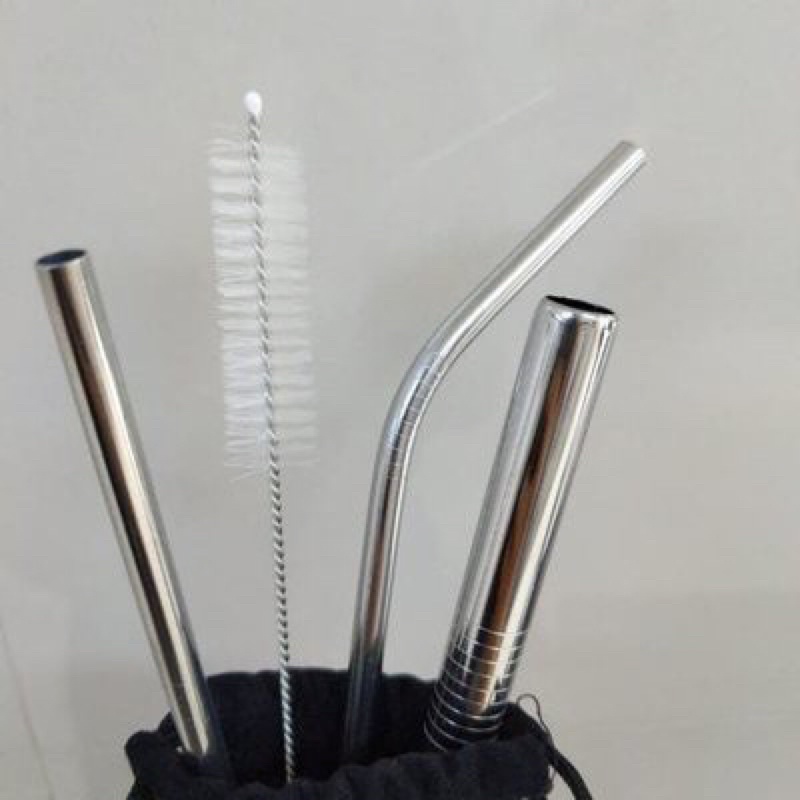 Sedotan Set Stainless Straw / Sedotan Stainless Straw Food Grade / Sedotan Besi Stainless Anti Karat / Sedotan Eco Friendly / Sedotan Ramah Lingkungan / Sedotan Tumblr Stainless